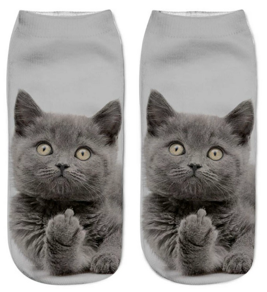 New 3D Print Funny Cute Cartoon Kitten Unisex Creative Colorful Multiple Cat Face Happy Low Ankle Socks For Women