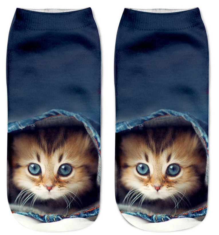 New 3D Print Funny Cute Cartoon Kitten Unisex Creative Colorful Multiple Cat Face Happy Low Ankle Socks For Women