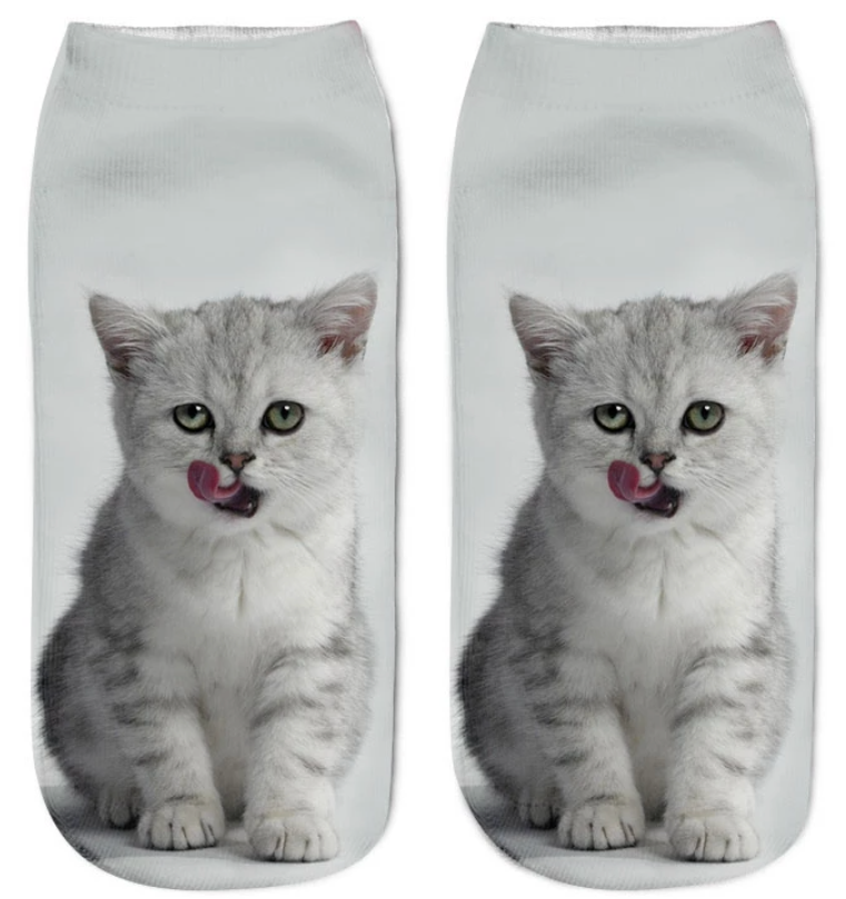 New 3D Print Funny Cute Cartoon Kitten Unisex Creative Colorful Multiple Cat Face Happy Low Ankle Socks For Women